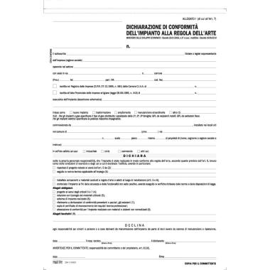 Dichiarazione conformita' impianto a regola d'arte cf50