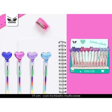 Penna cuore inchiostro multicolore (cf48)