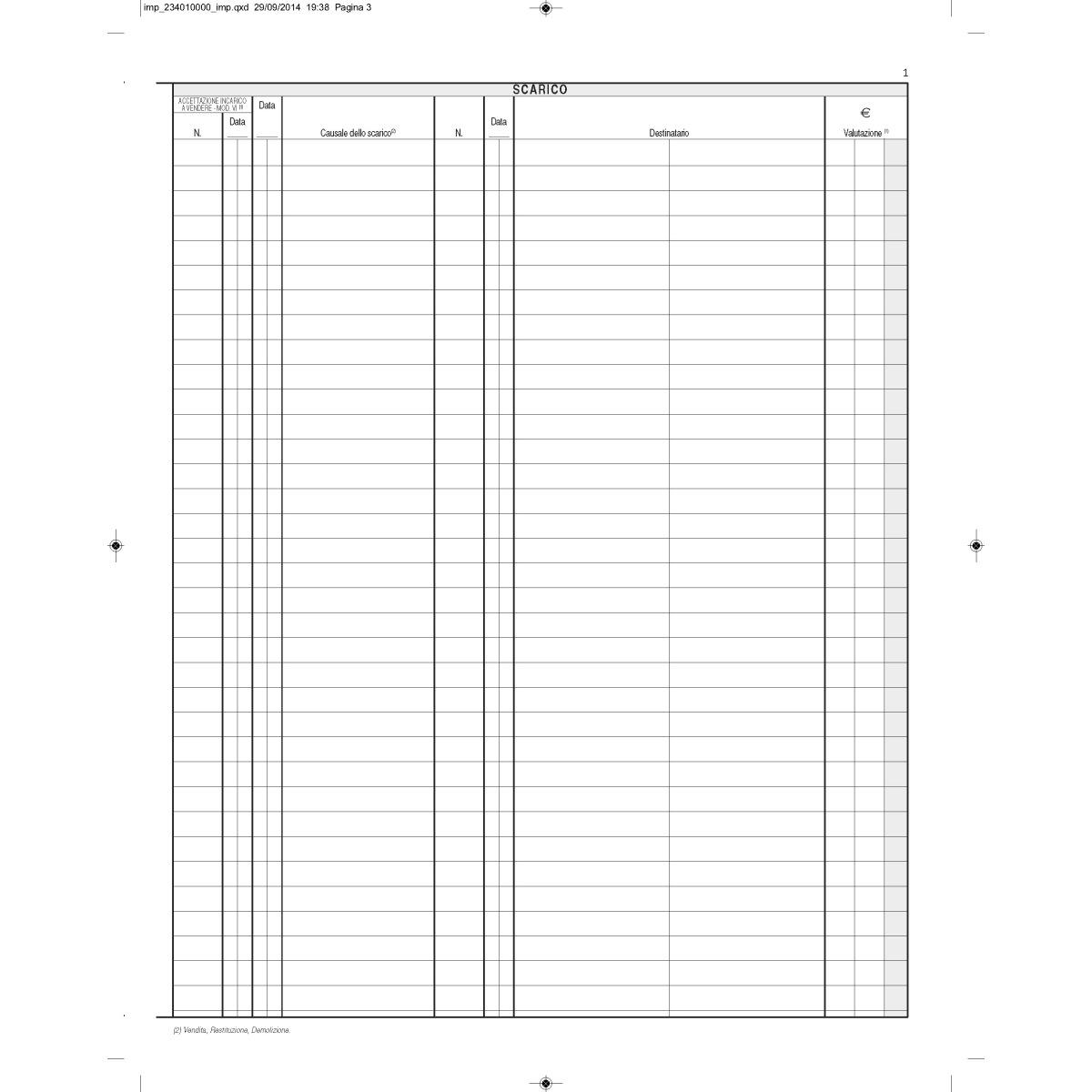 Registro carico e scarico auto in deposito 47pg num
