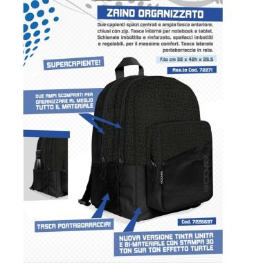 Zaino organizzato comix tween black turtle
