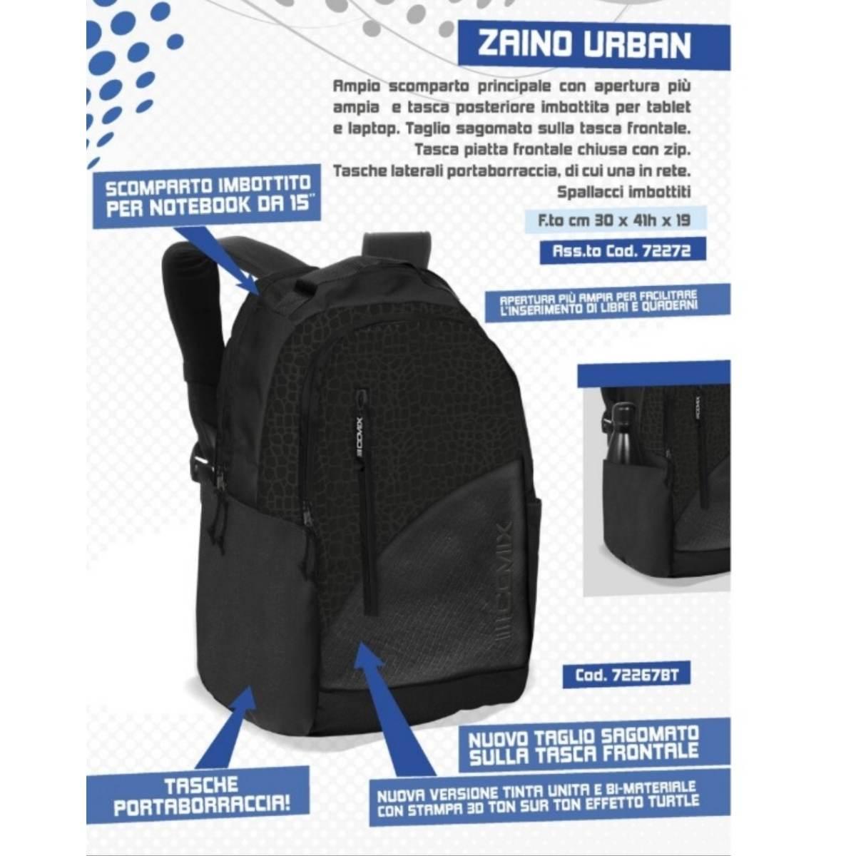 Zaino urban comix tween black turtle