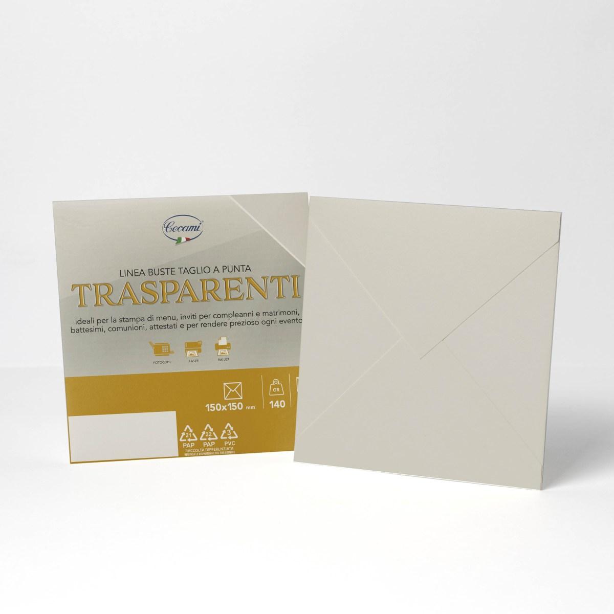 Busta 15x15 trasparente t/punta gr140 cf25