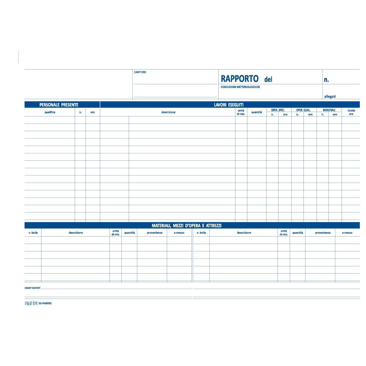 Blocco rapporto cantiere a4 2cp