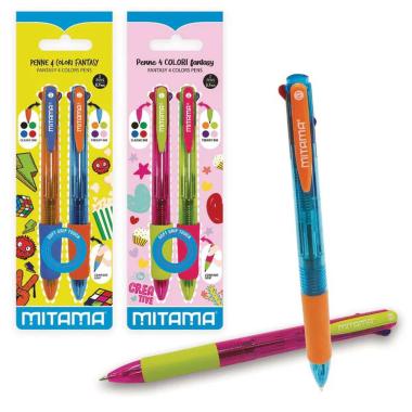 Penna scatto 4 colori 2pz trendy for fun fusto fantasia mitama