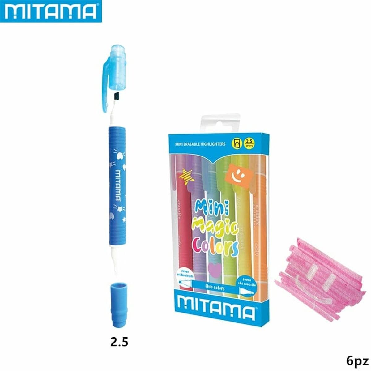 Mini evidenziatore pastello cancellabile cf6 mitama