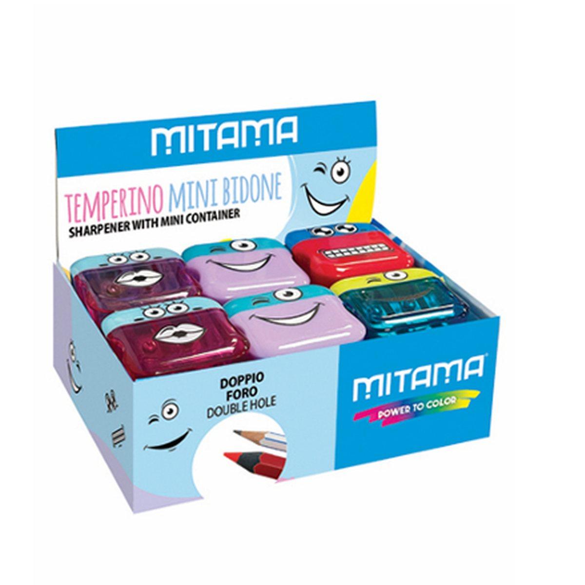 Temperino c/contenitore 2 fori mini bidone cf12 mitama