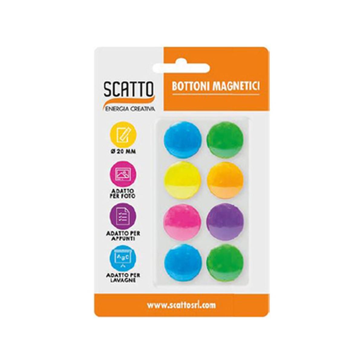Bottoni magnetici d.20 col fluo 8pz