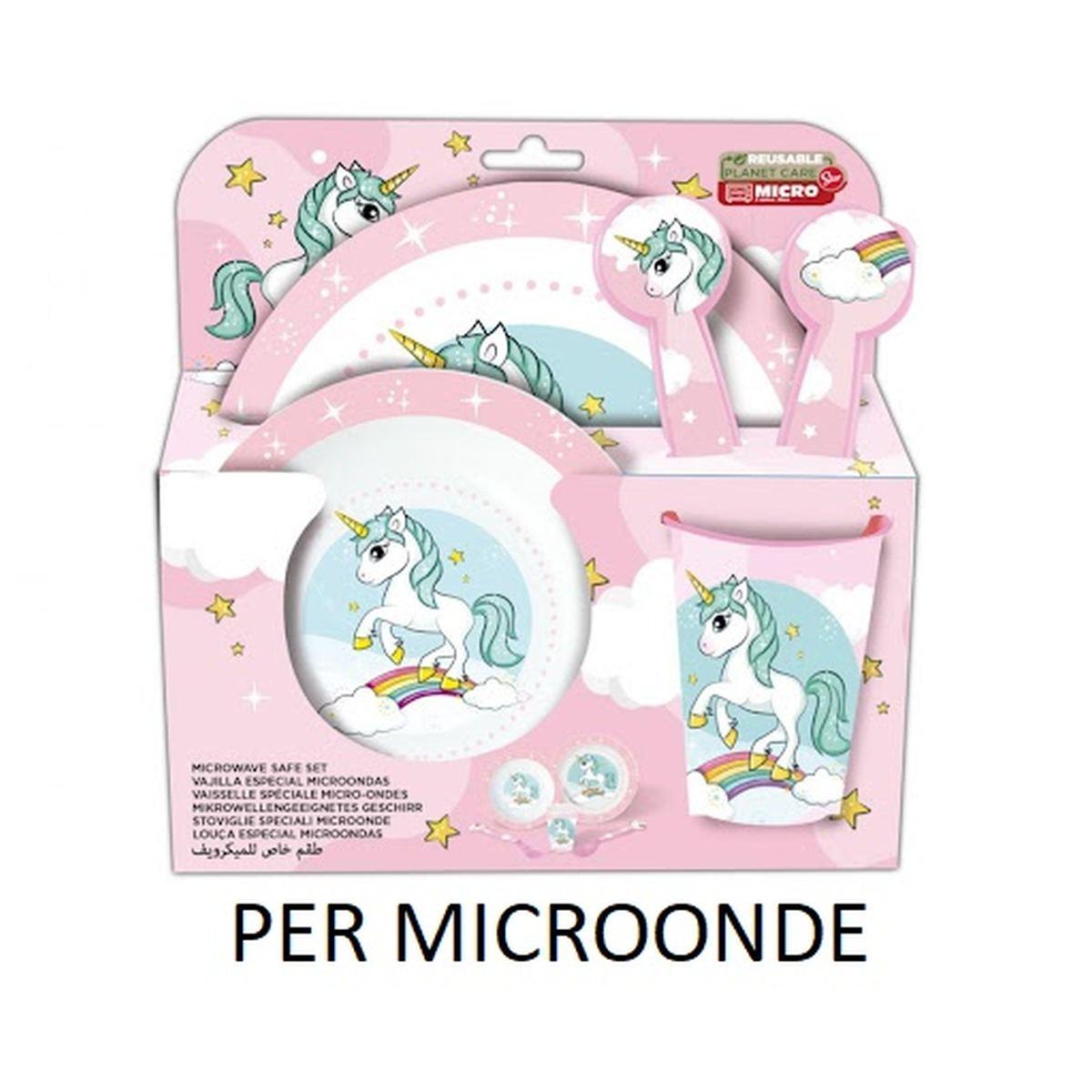Set pappa 5pz unicorno microonde