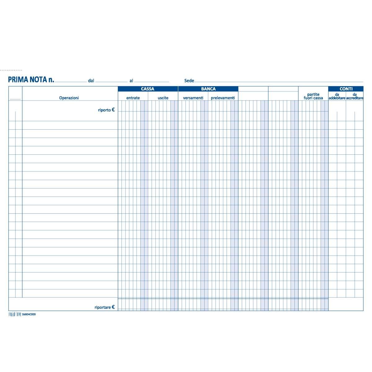 Blocco prima nota cassa banca 50x2 aut.