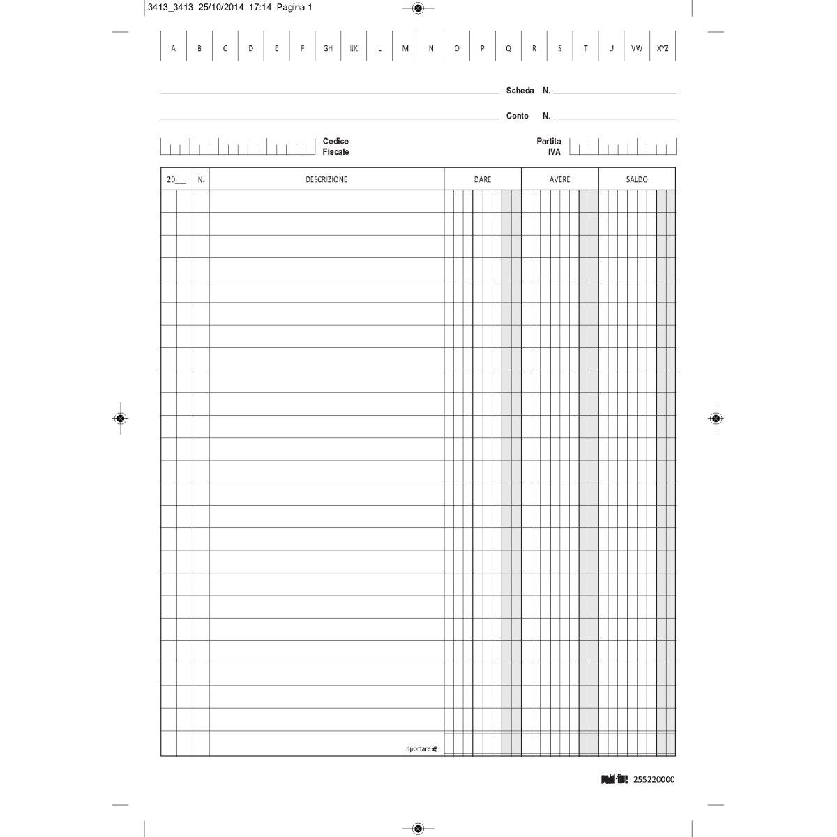 Schede dare avere saldo 15x21 cf100