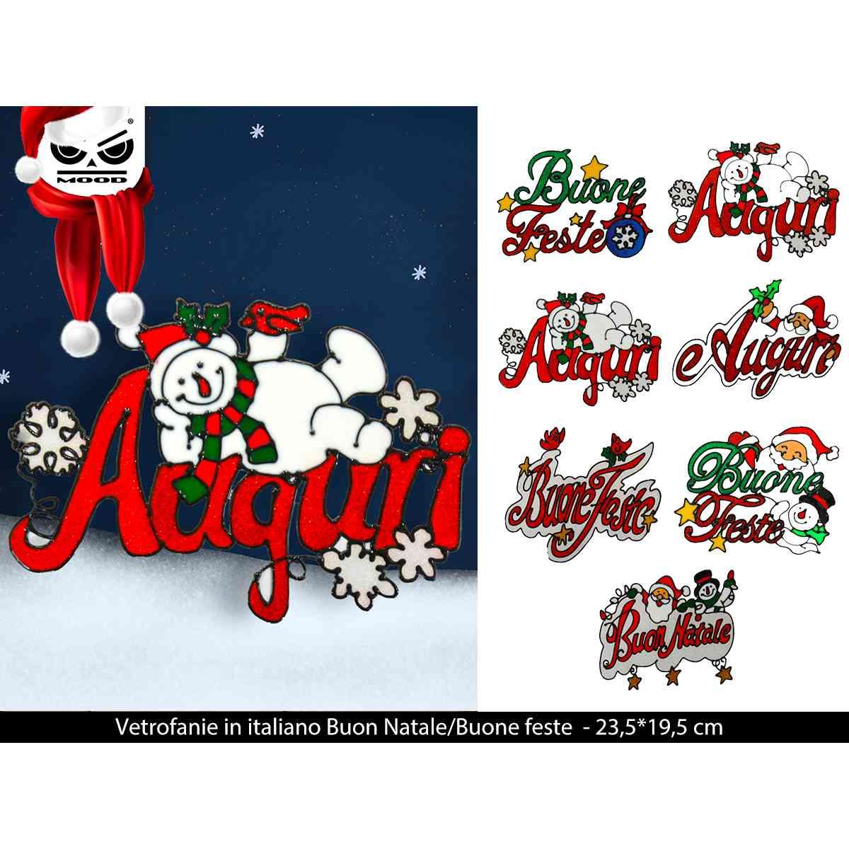 Vetrofania in italiano buon natale - buone feste