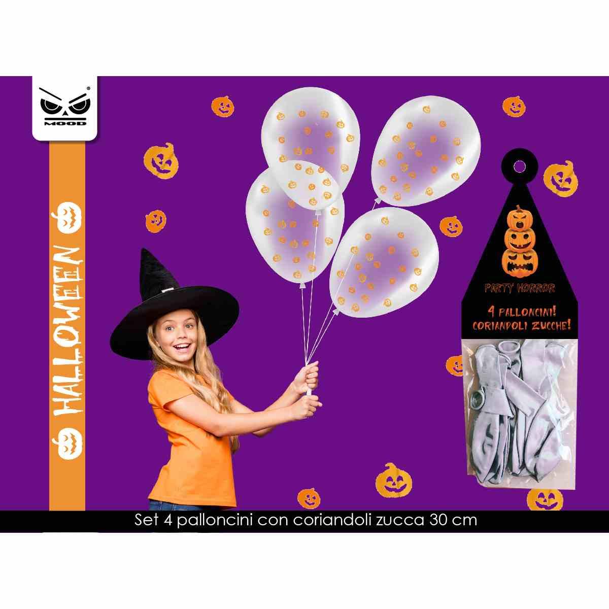 Palloncini con codiandoli zucca set 4 pz