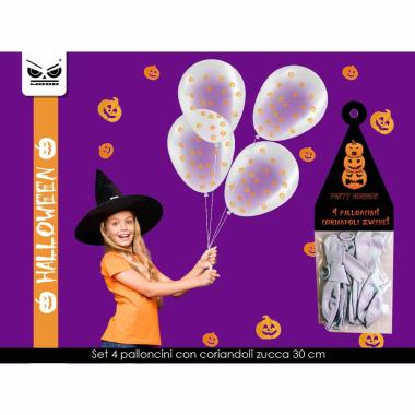 Palloncini con codiandoli zucca set 4 pz