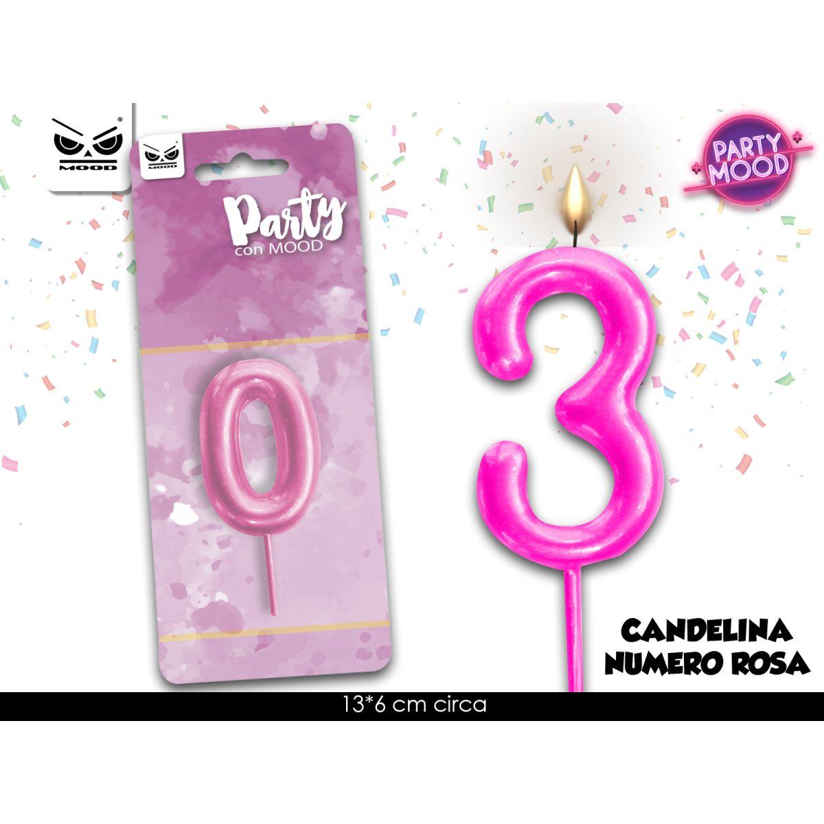 Candelina rosa numero 3 conf. 12 pz.
