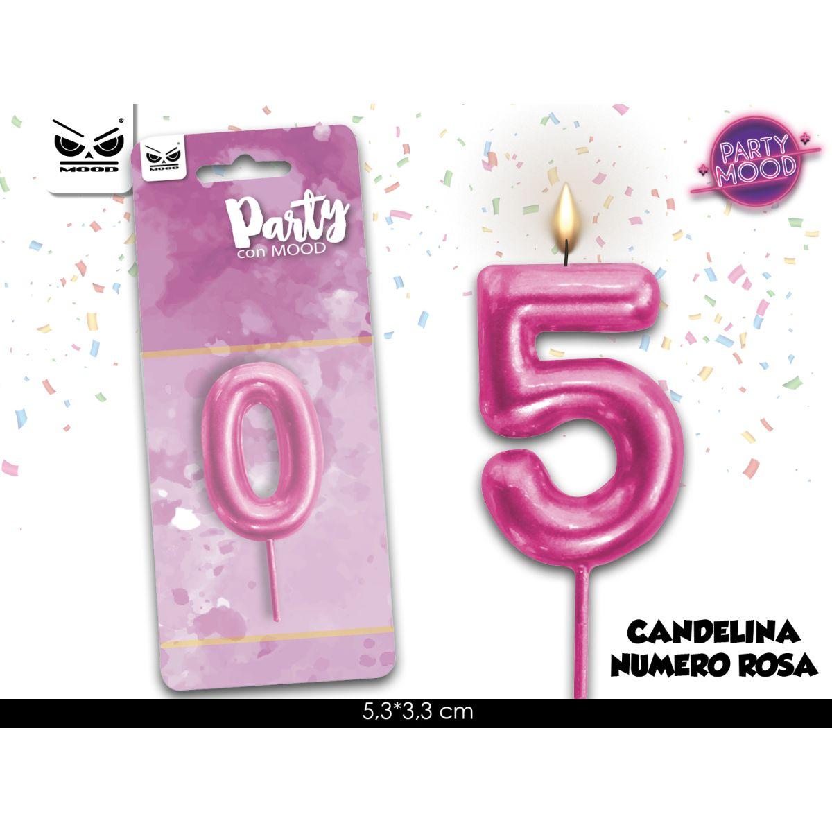 Candelina rosa numero 5 conf. 12 pz.