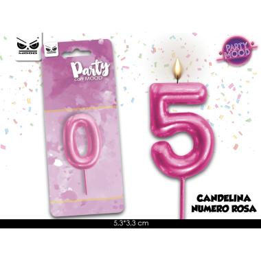 Candelina rosa numero 5 conf. 12 pz.
