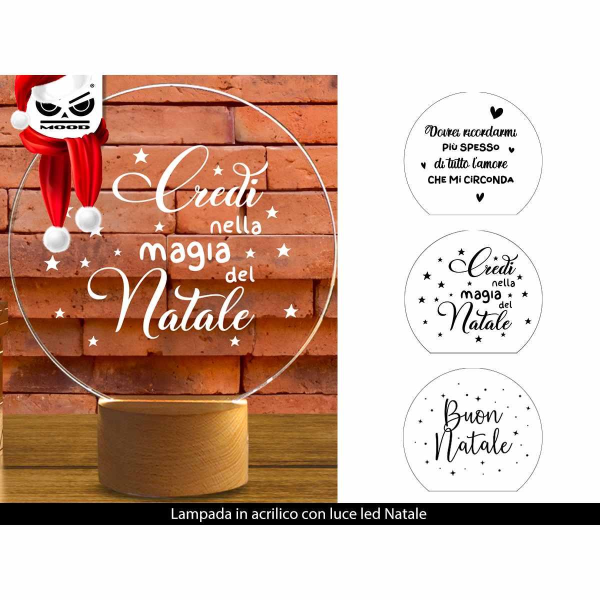 Lampada in acrilico con luce led natale