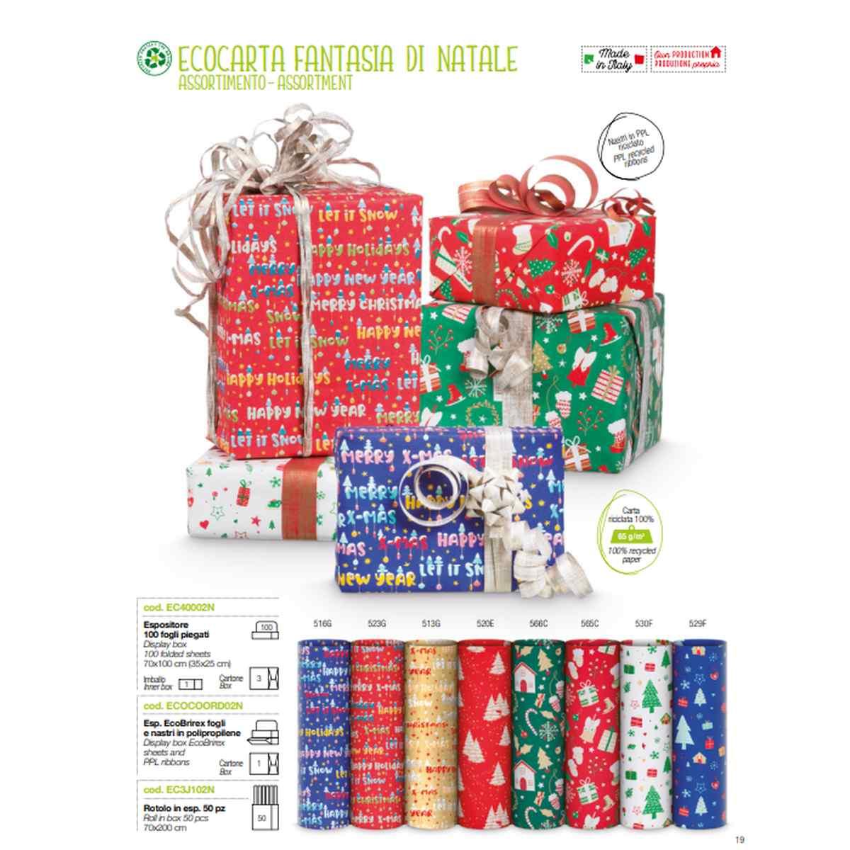 Carta regalo ecocarta rotolino da 70cm x2mt ass.2n