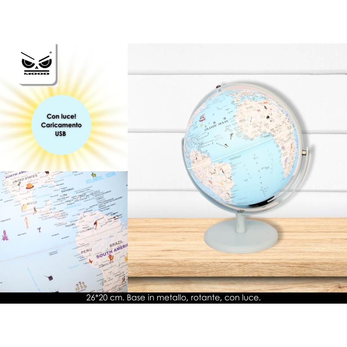 Mappamondo con luce lampada