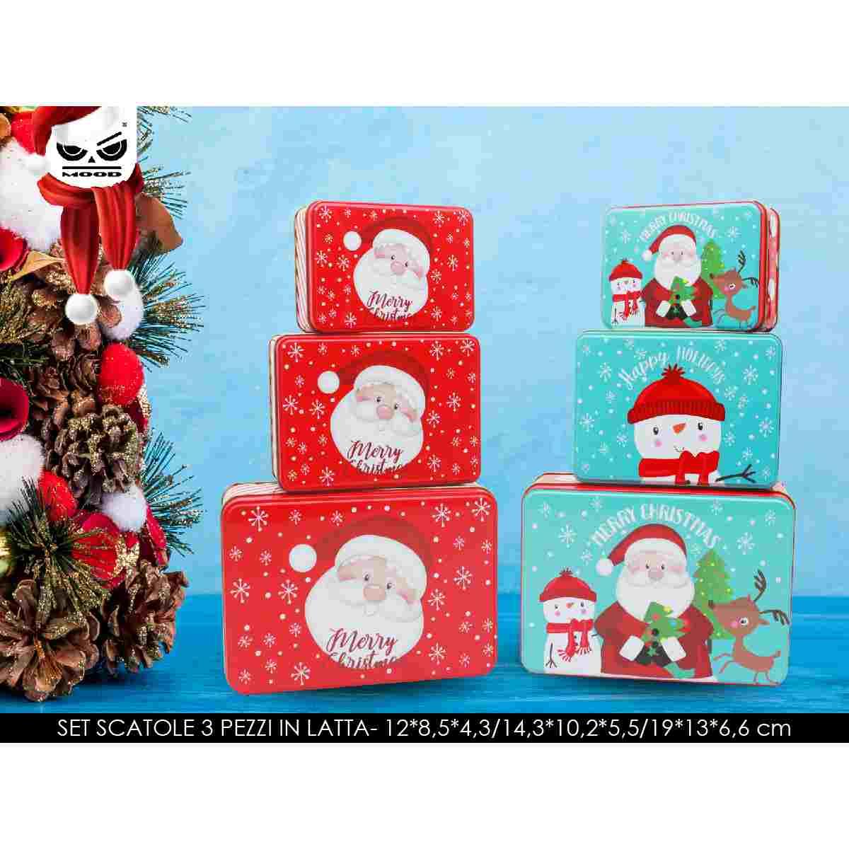 Set 3 scatole in latta  rettangolari