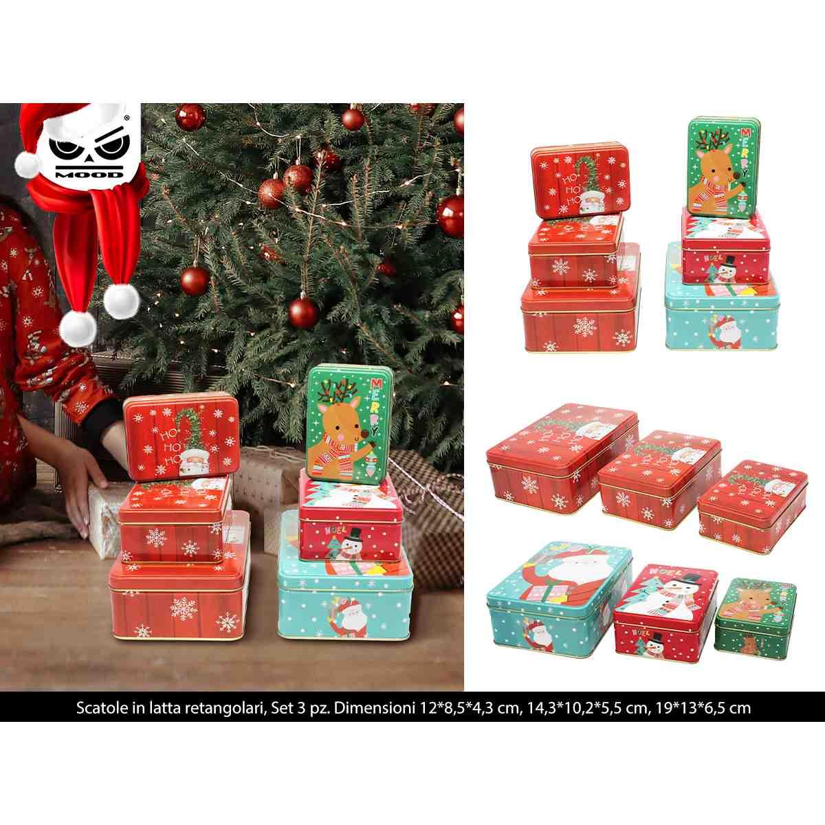Set 3 scatole in latta rettangolari