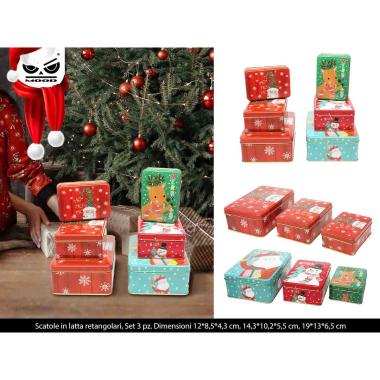 Set 3 scatole in latta rettangolari