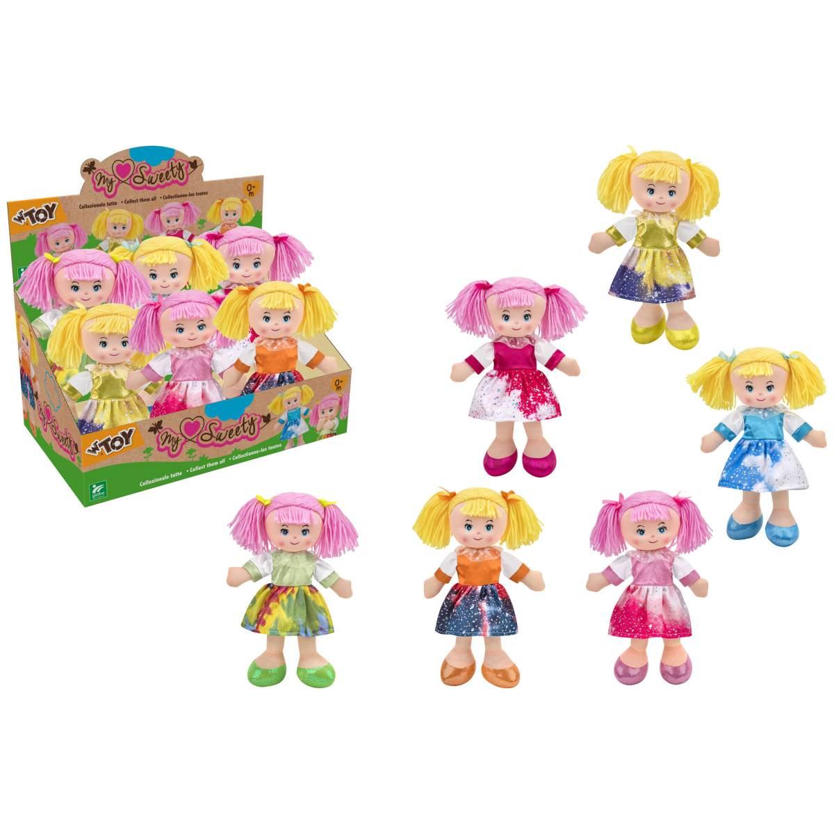 Bambola di stoffa 30cm 6 pz d/box 6 ass