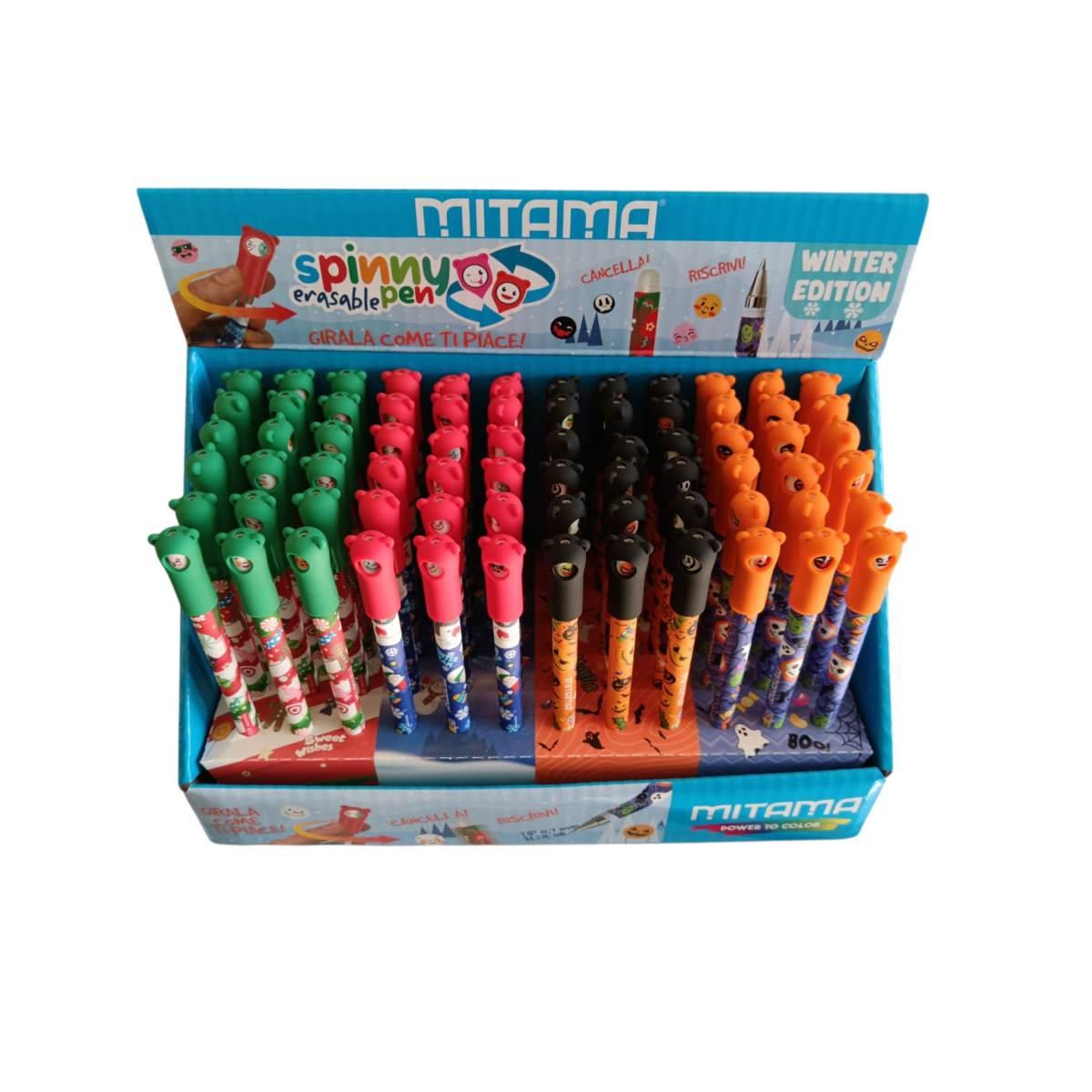 Kit con display 72 penne cancellabili spinny mitama winter edition