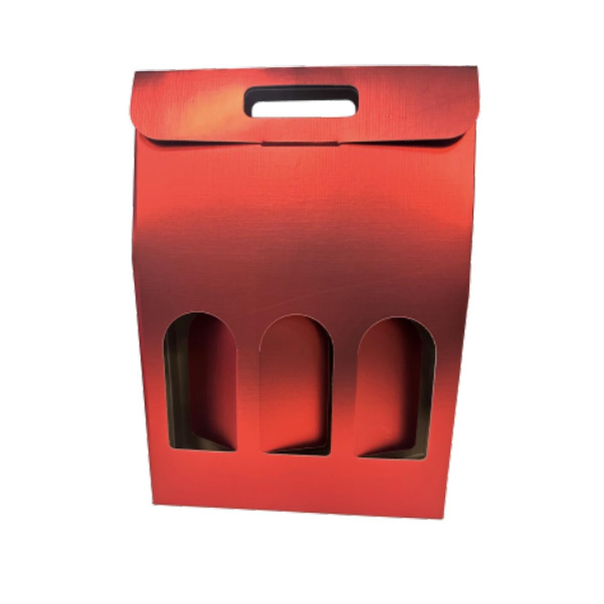 Porta bottiglia 3pz rosso metallizzato