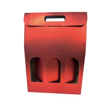 Porta bottiglia 3pz rosso metallizzato