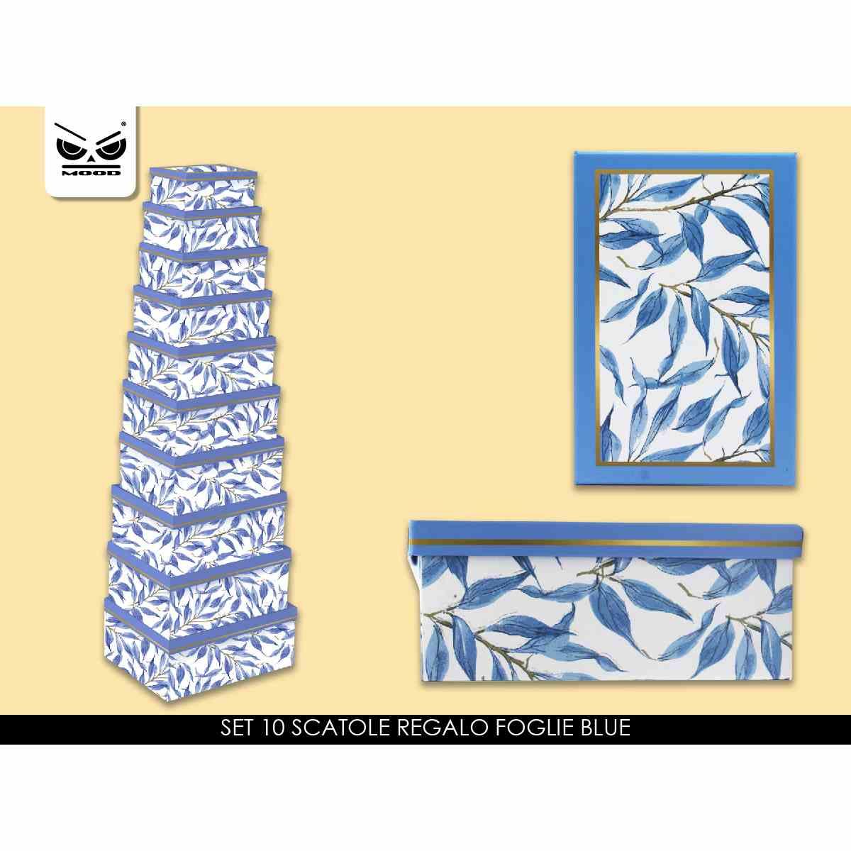 Set 10 scatole regalo foglie blue
