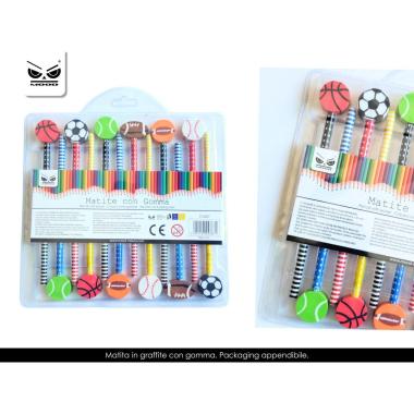 Set 12 matite con gomma sport