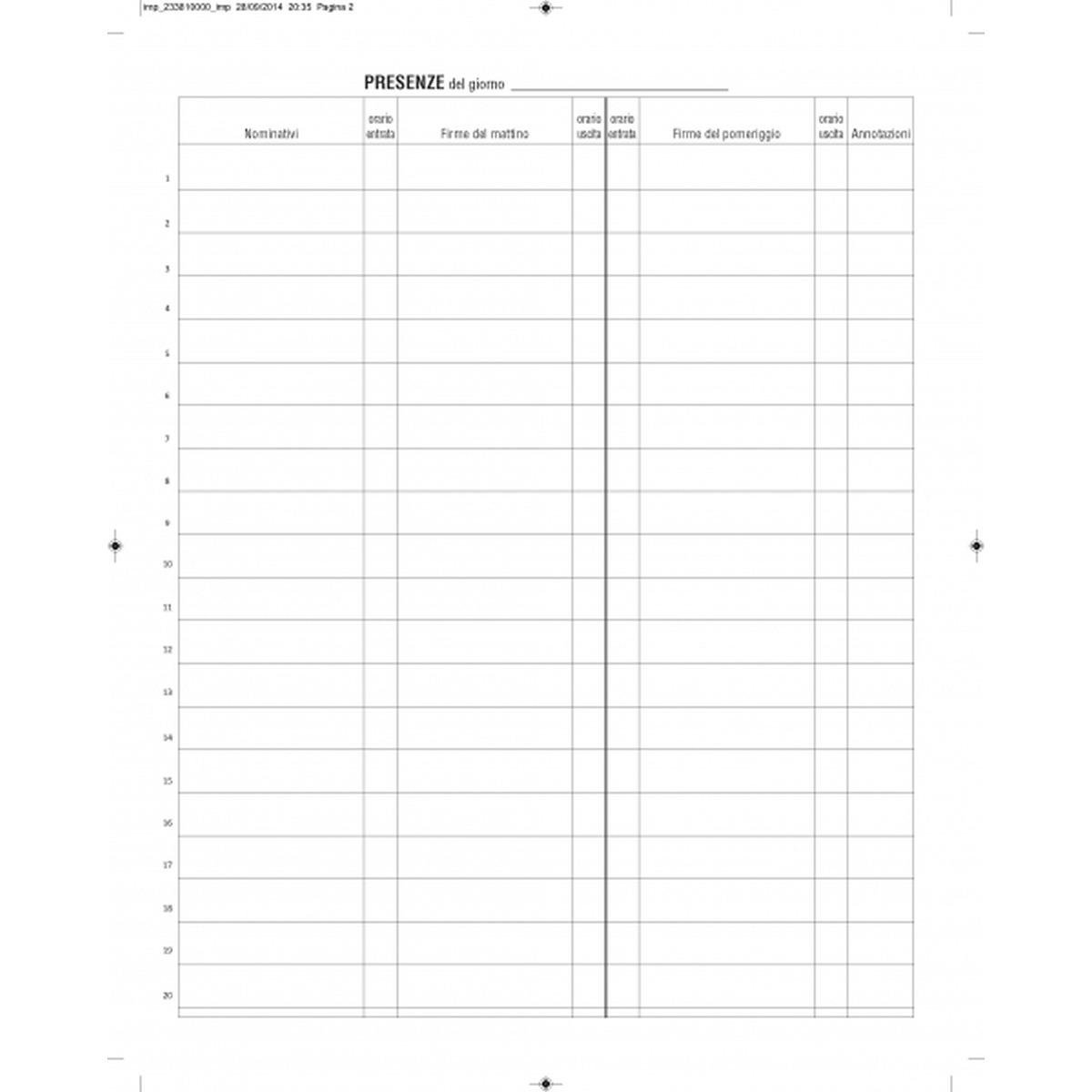 Registro firme di presenz al lavoro 96pag