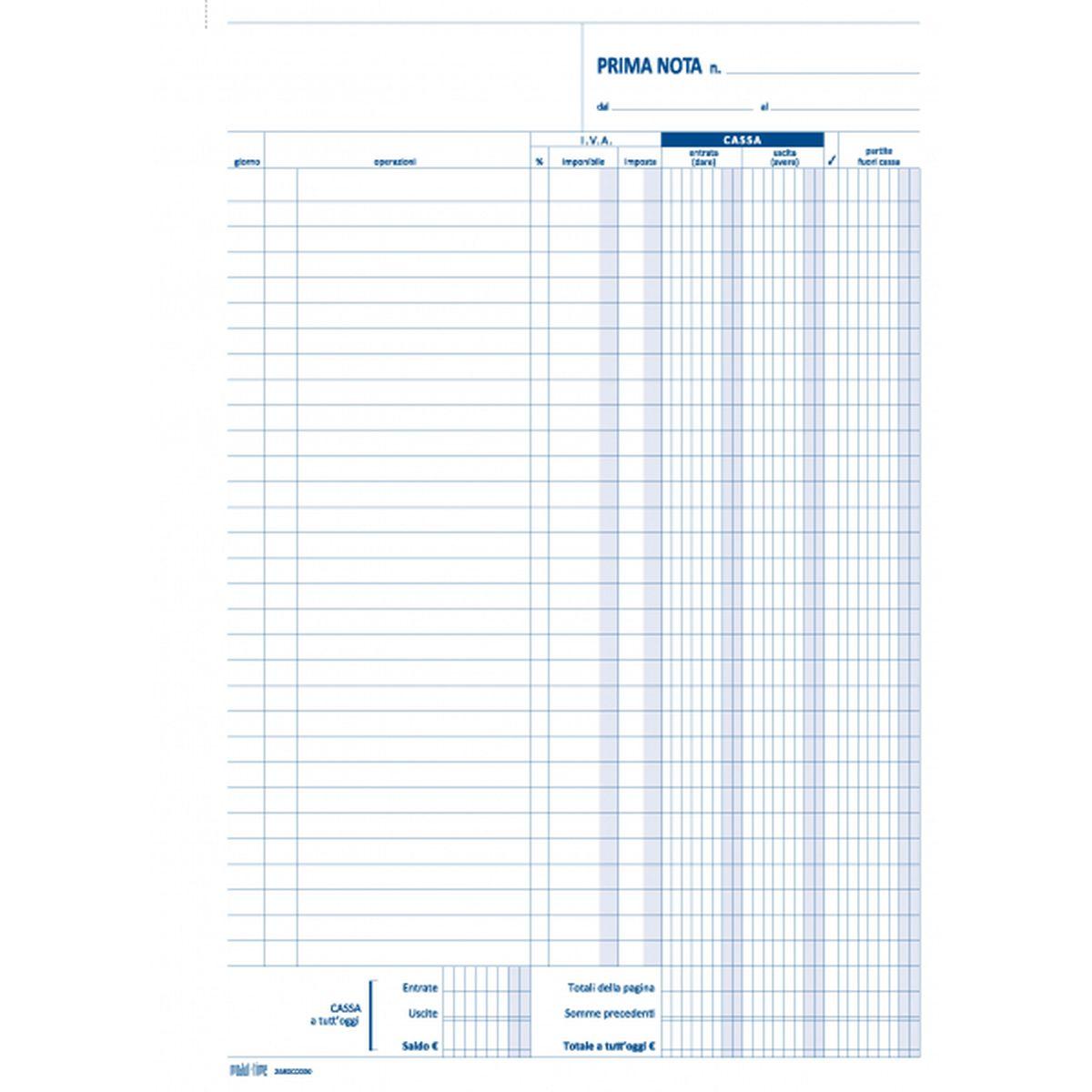 Blocco prima nota cassa iva 50x2 21x29