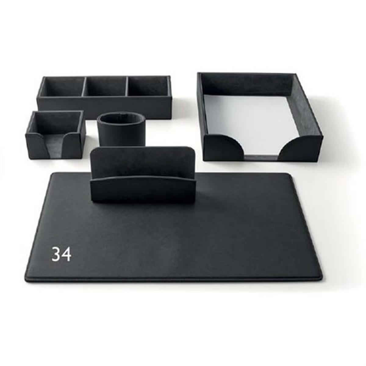 Servizio da scrittoio 6pz e/pelle nero