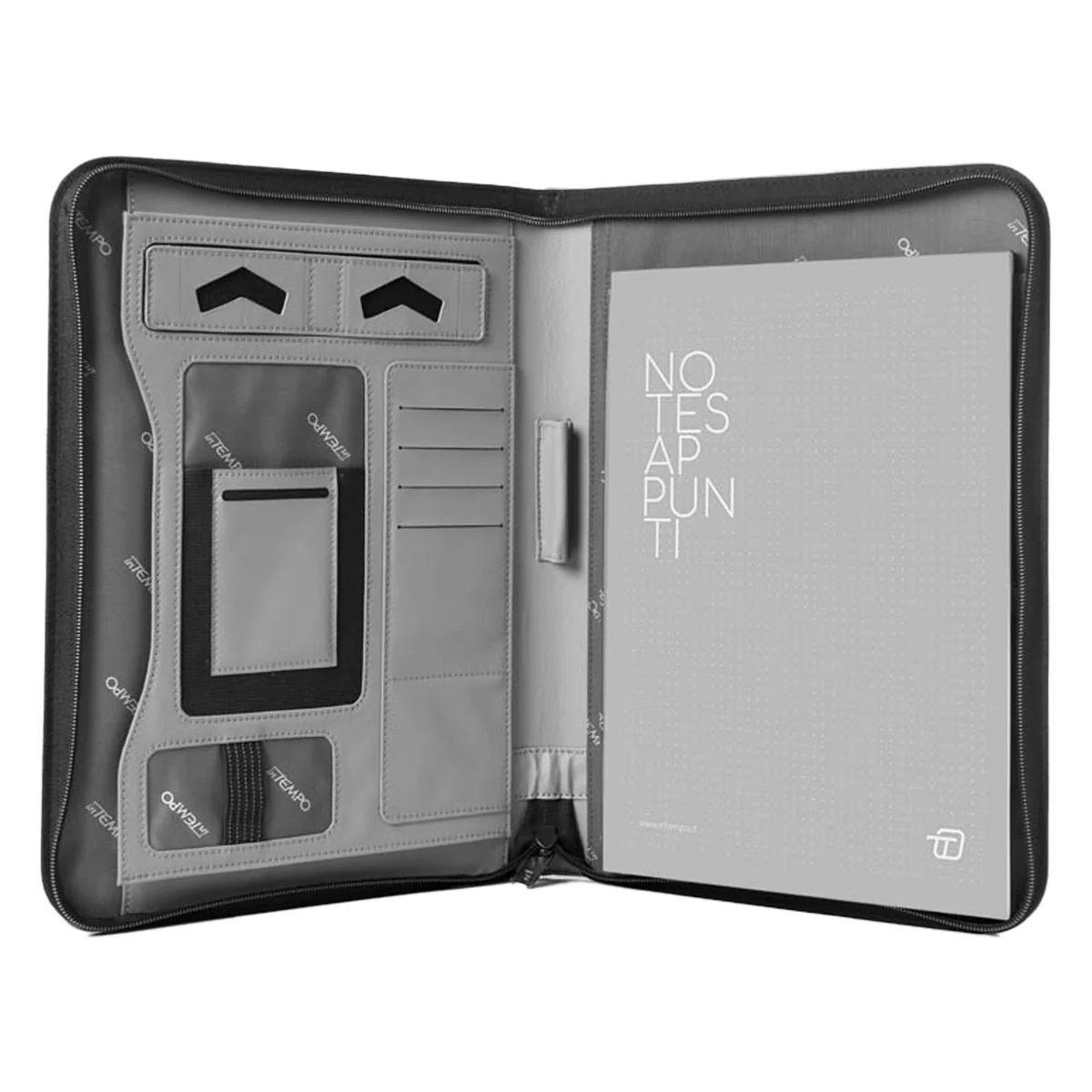 Portablocco a4 con zip gate trended in ecopelle nero