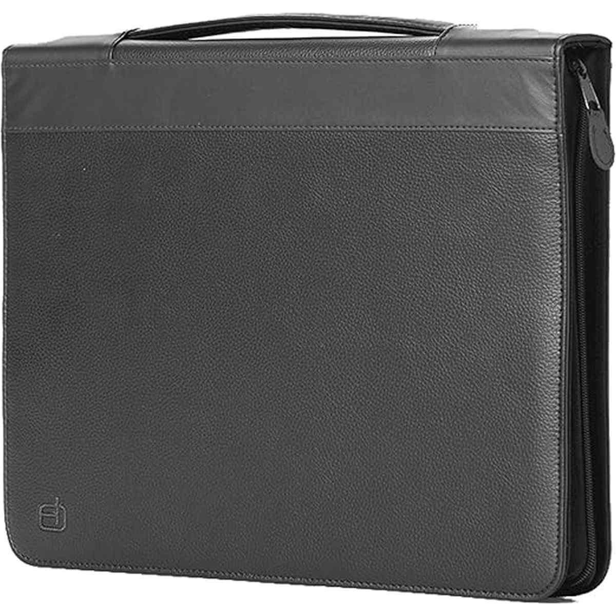 Portablocco office con zip e anelli in ecopelle nero
