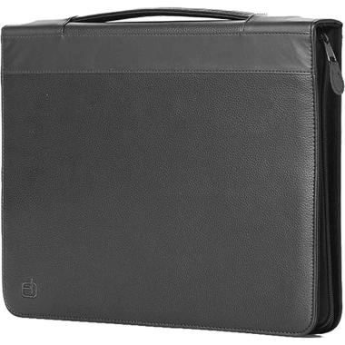 Portablocco office con zip e anelli in ecopelle nero