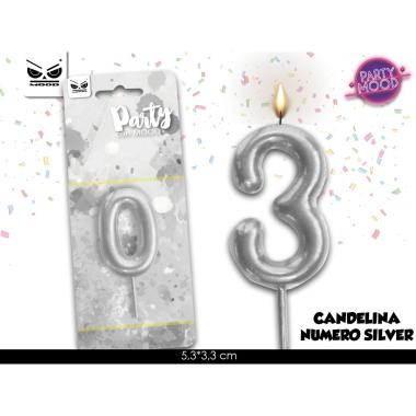 Candelina argento numero 3
