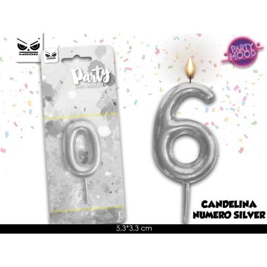 Candelina argento numero 6