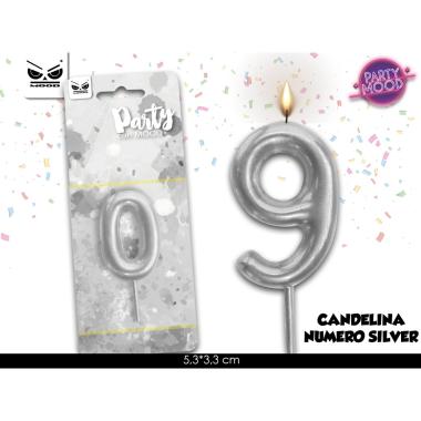 Candelina argento numero 9