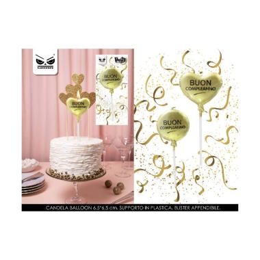 Candelina palloncino gold buon compleanno