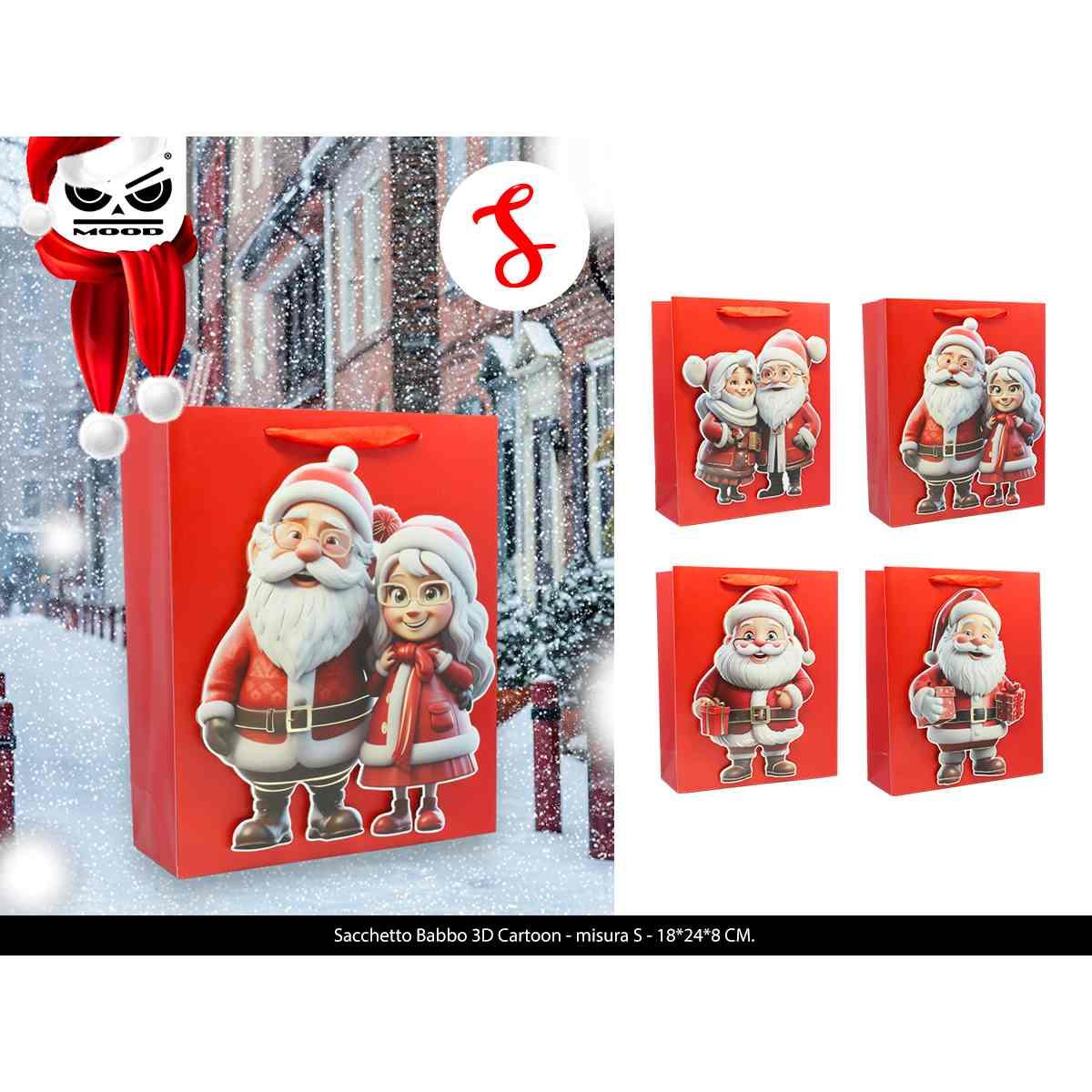 Sacchetto babbo natale 3d mis. s