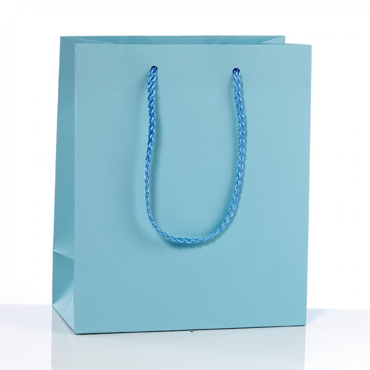 Shopper manico cordino gr.157 12x15+7 celeste