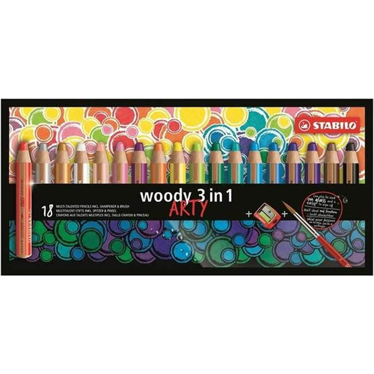 Stabilo woody scatola da 18pz c/emperino arty