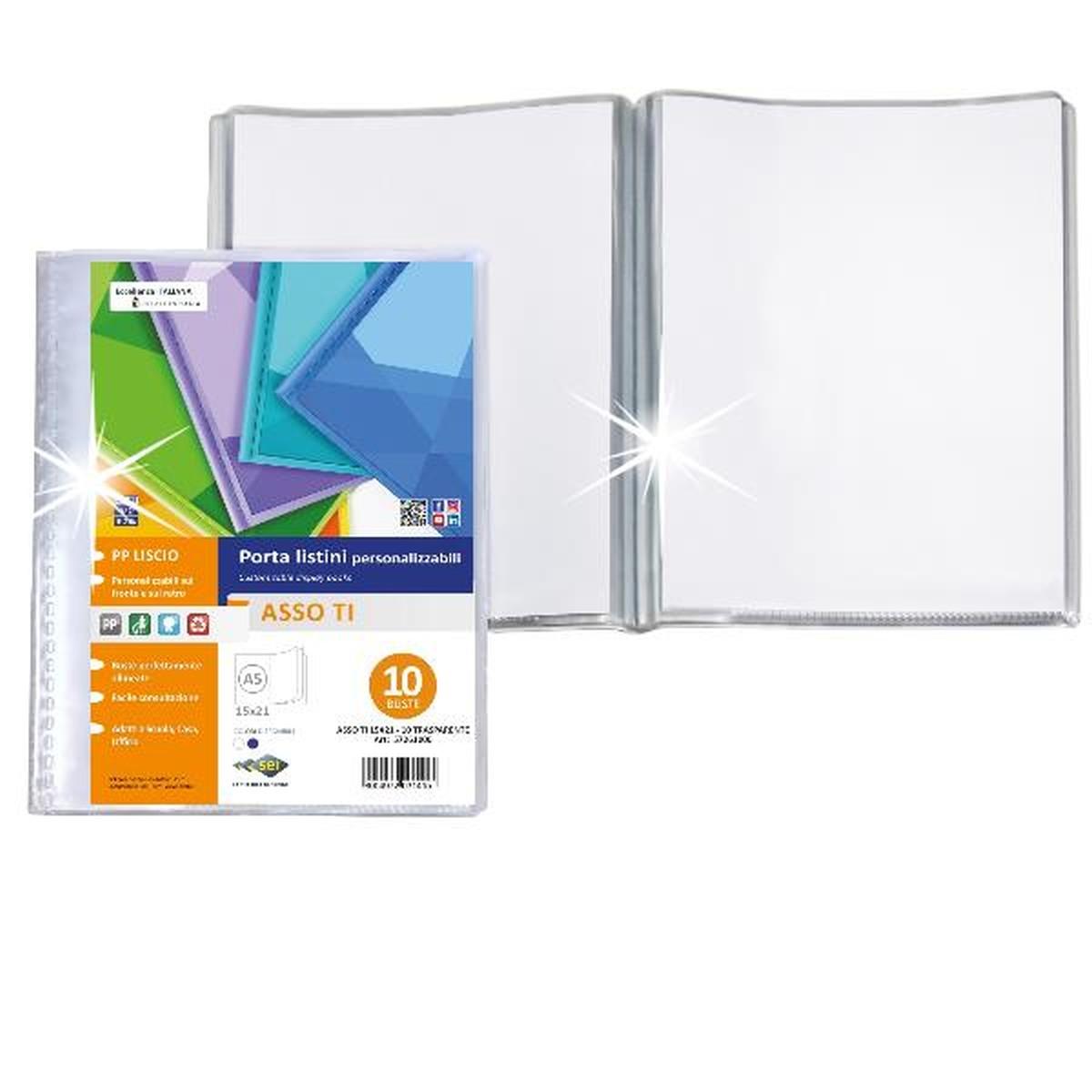 Portalistino asso ti 15x21 100 buste trasp.