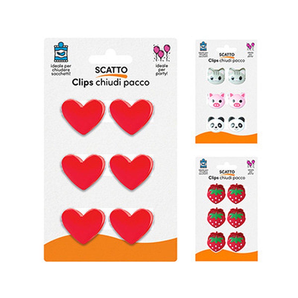 Clips design frutta animali cuori