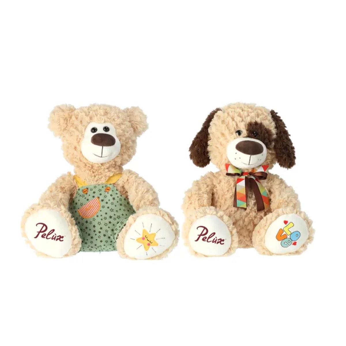 Pelux orso /cane c/fiocco 41cm ass