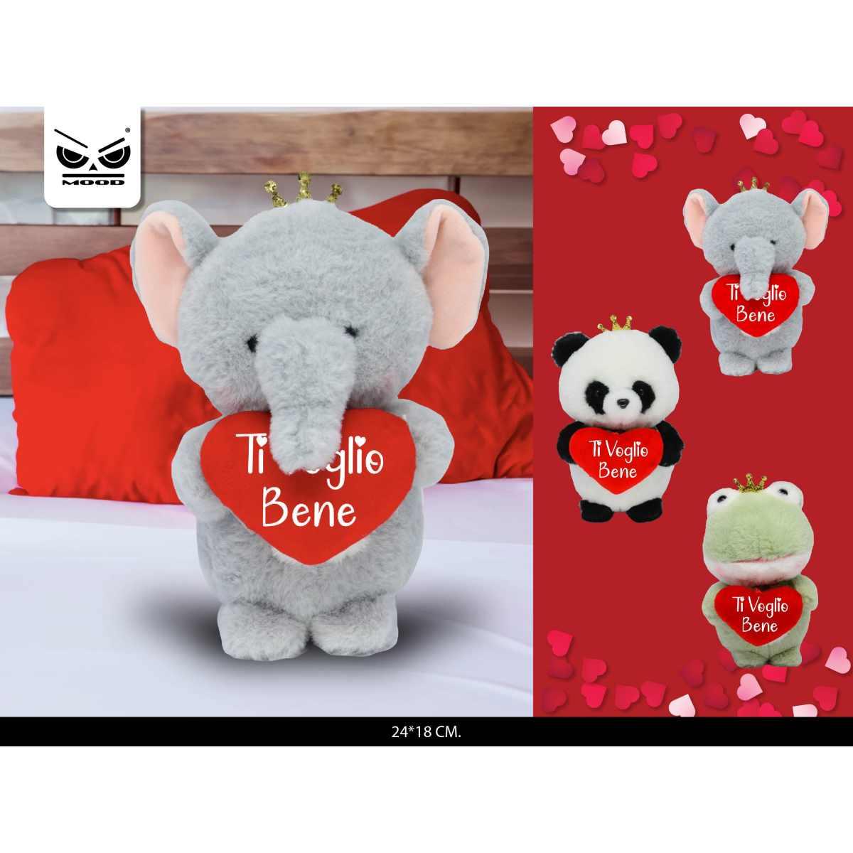 Peluche animale corona con cuore tvb