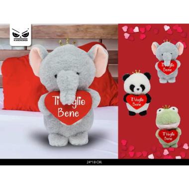 Peluche animale corona con cuore tvb